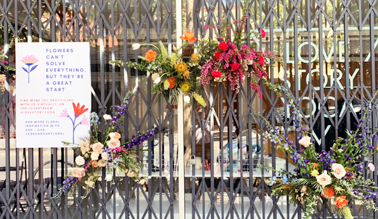 San Francisco florist gives back by 'flower flashing' closed storefronts