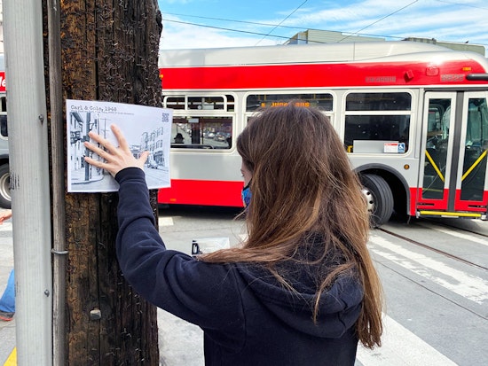 Historians brighten shelter-in-place with vintage photos pinned to telephone poles