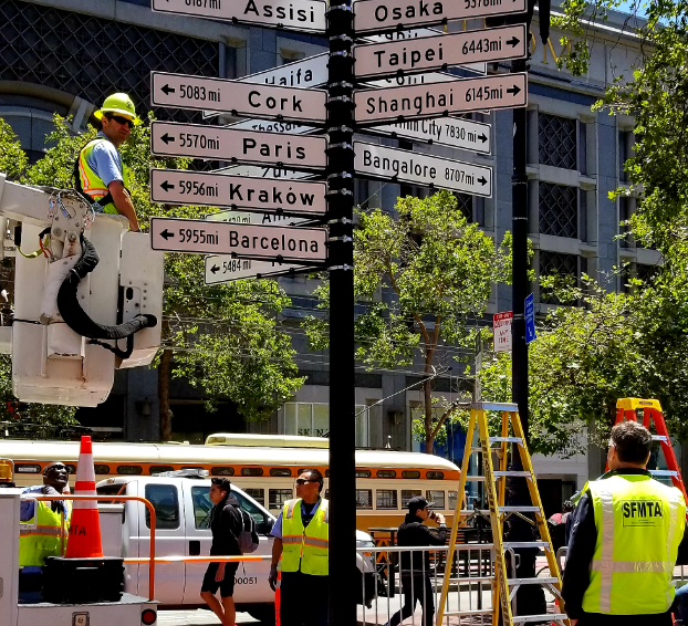 City Unveils Sister Cities Sign At Hallidie Plaza