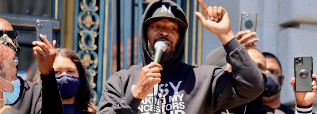 Scenes from San Francisco's 'kneel-in' protest with Jamie Foxx, Mayor London Breed