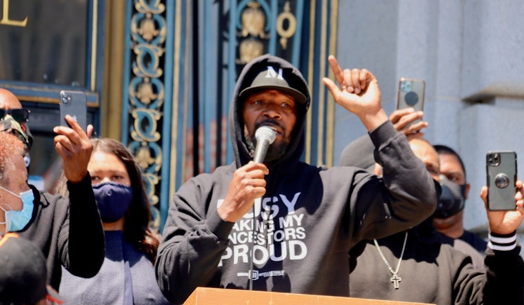 Scenes from San Francisco's 'kneel-in' protest with Jamie Foxx, Mayor London Breed