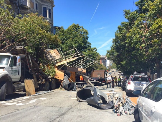 Scaffolding Collapses At Alamo Square House Ravaged By Fire
