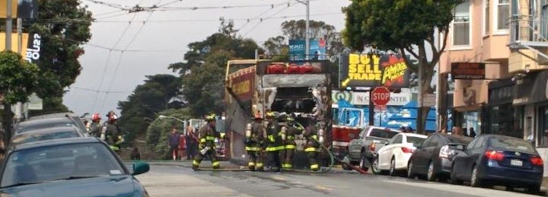Tour Bus Burns At Haight And Shrader