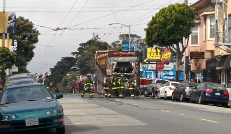 Tour Bus Burns At Haight And Shrader