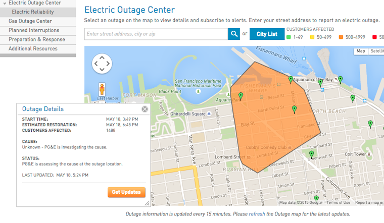 Power Outages Affect Fisherman's Wharf, North Beach [Updated]