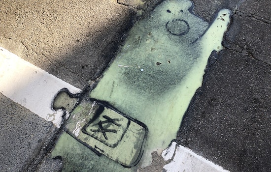 'The slime is art now': Mysterious green substance covers street at Page & Shrader