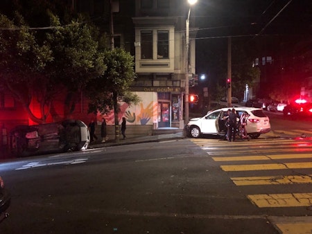 Vehicle overturns after collision at Oak and Buchanan [Updated]
