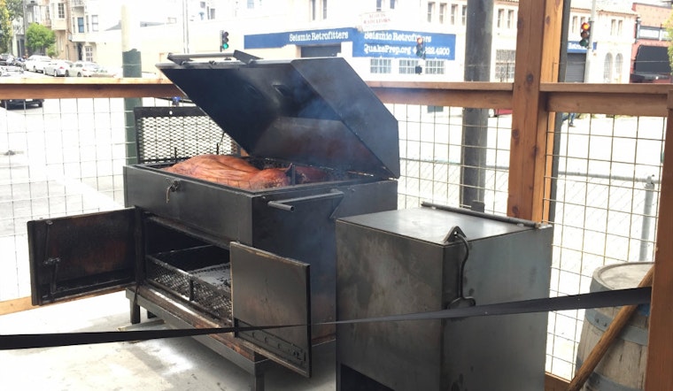 Photo: Whole Hog Smoking At 4505 Burgers & BBQ